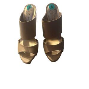 Jessica Simpson Mule Heels, Beige, Size 8